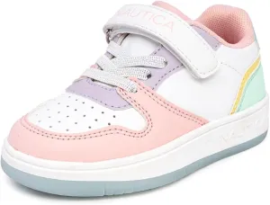 Nautica Kids Girls Sneakers with Adjustable Strap and Bungee Straps | Comfortable Casual Shoes (Toddler/Little Kid)