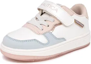 Nautica Kids Girls Sneakers with Adjustable Strap and Bungee Straps | Comfortable Casual Shoes (Toddler/Little Kid)