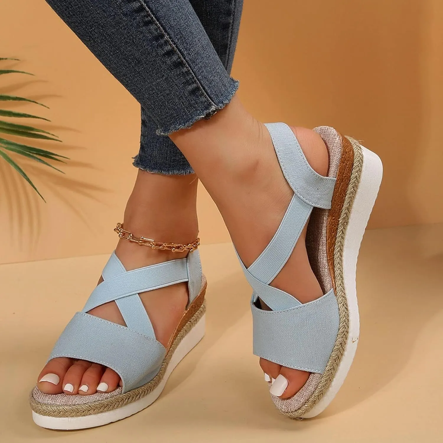 Navy Blue Sandals for Women 2025 Orthopedic Wedge Open Toe Shoes for Women Casual Summer Comfortable Boho Beach Slippers Comfortable Outdoor Shoes