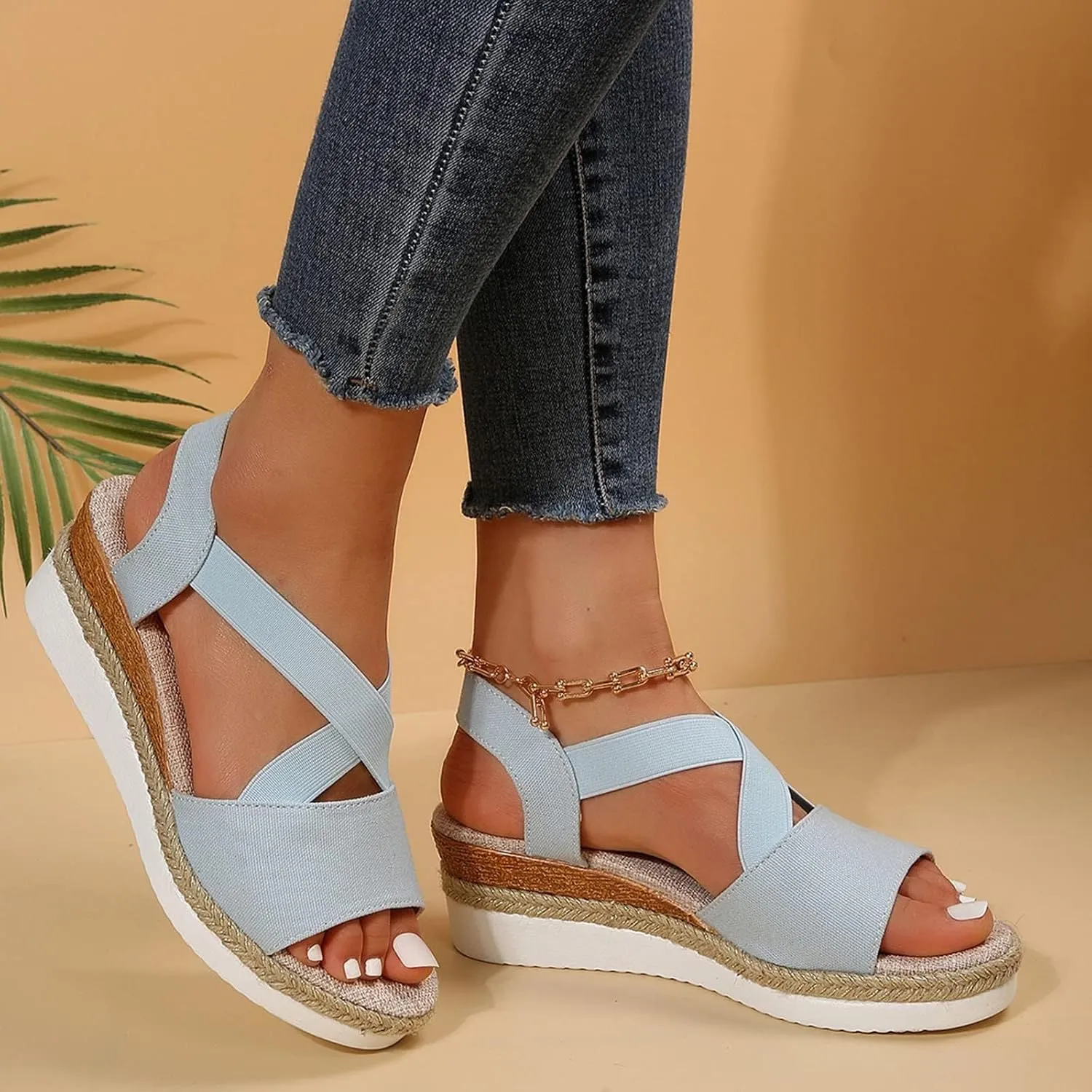Navy Blue Sandals for Women 2025 Orthopedic Wedge Open Toe Shoes for Women Casual Summer Comfortable Boho Beach Slippers Comfortable Outdoor Shoes