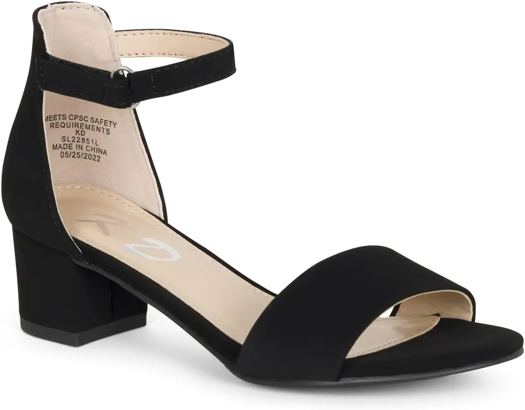 NILZA Girls/Kids/Children - Wide band Comfortable Sole with Ankle Strap Block Heel Sandals Shoes