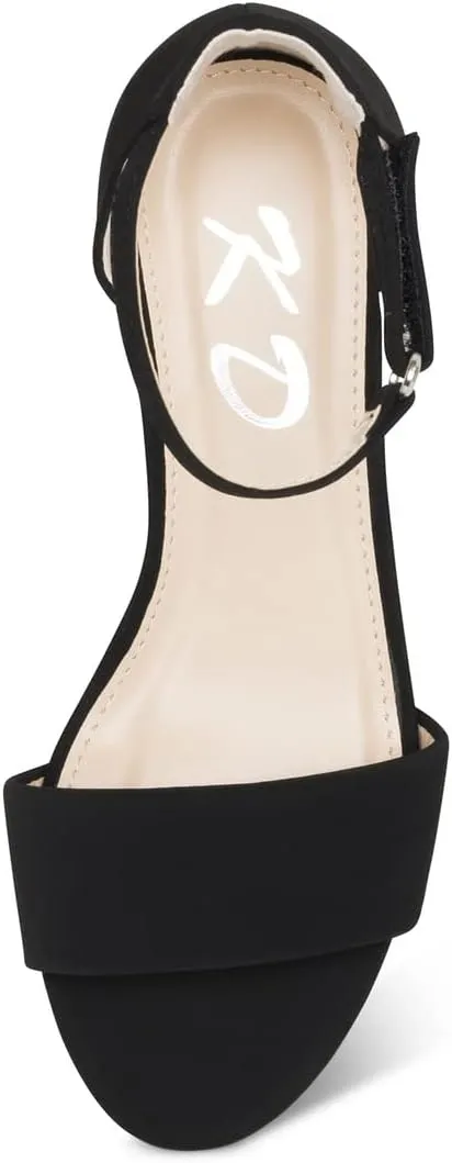 NILZA Girls/Kids/Children - Wide band Comfortable Sole with Ankle Strap Block Heel Sandals Shoes