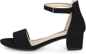 NILZA Girls/Kids/Children - Wide band Comfortable Sole with Ankle Strap Block Heel Sandals Shoes