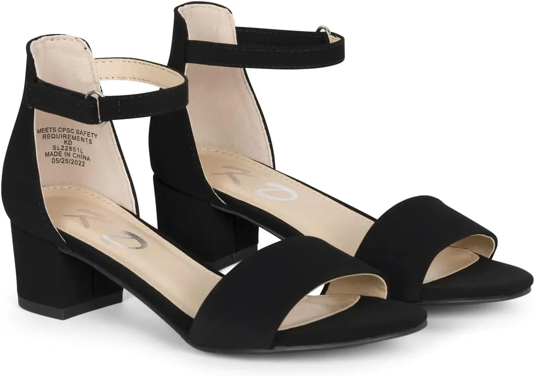 NILZA Girls/Kids/Children - Wide band Comfortable Sole with Ankle Strap Block Heel Sandals Shoes