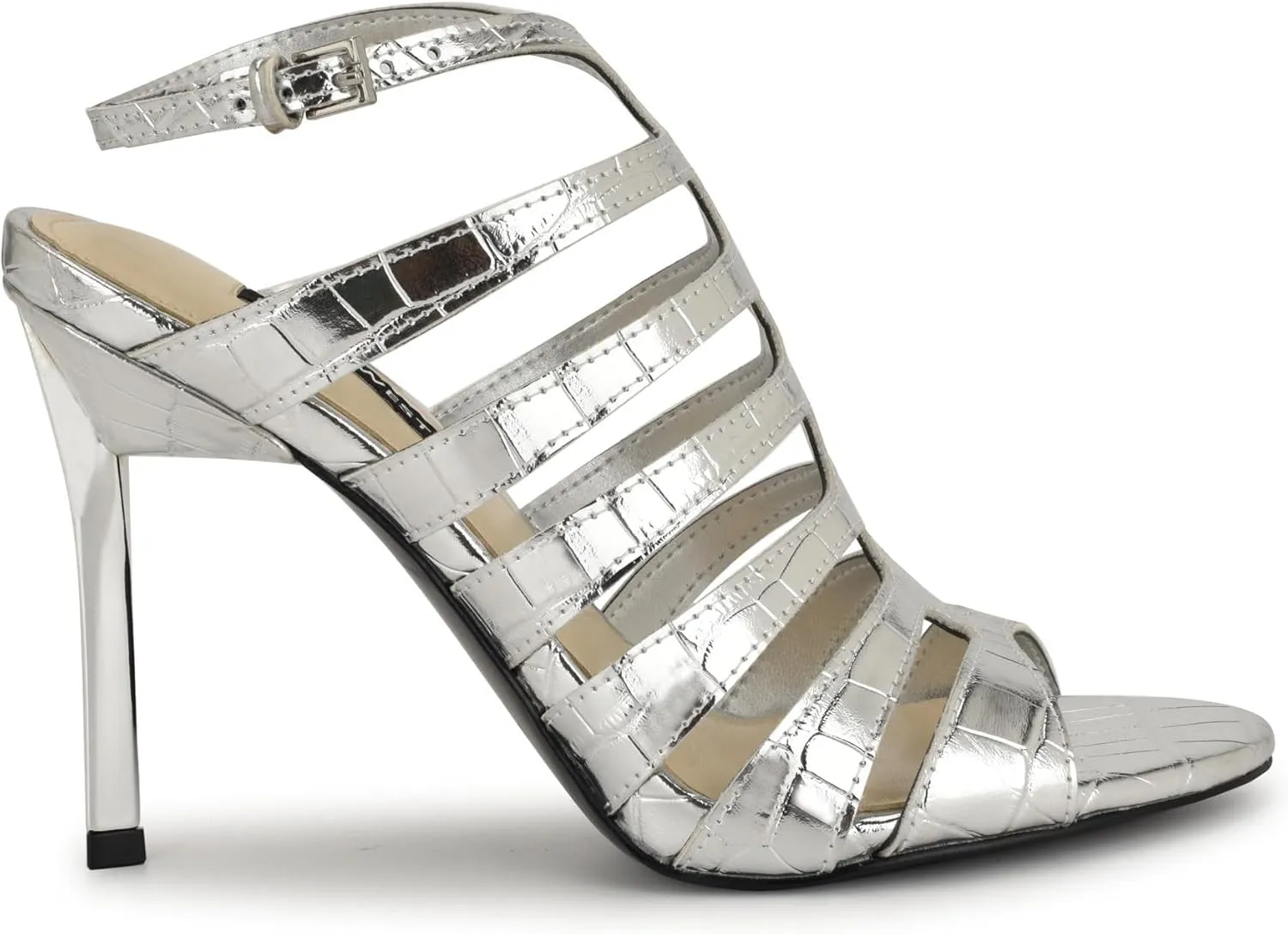 Nine West Women's Saleen3 Silver/Ys Metallic Patent Croc M