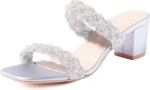 N.N.G Women Heels Sandals Braided Block Nude Summer Chunky Square Leather Woven Comfort Strappy Dress Casual Pumps Mules