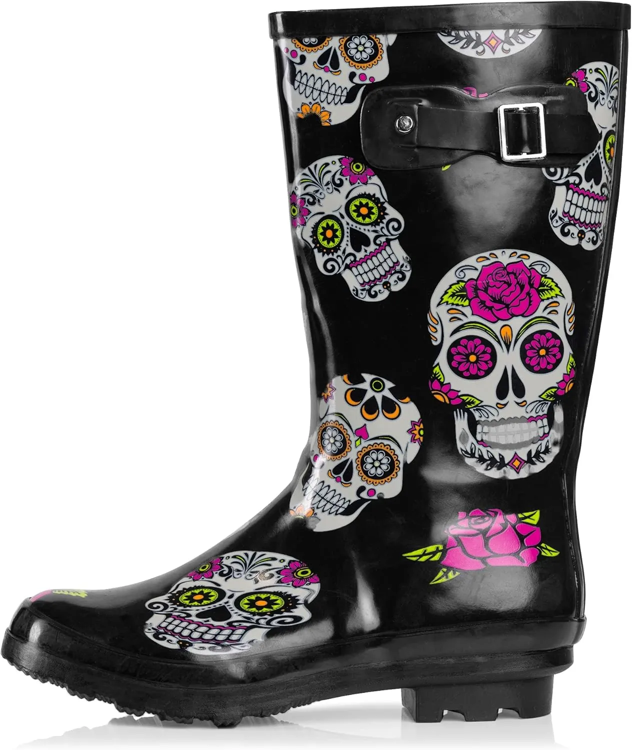 NORTY Women's Hurricane Rain Boots - Mid-Calf Length - Glossy Matte Waterproof Rubber Shoes