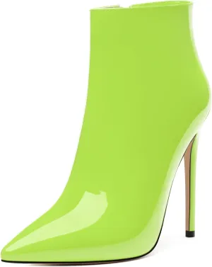 NUMALEO Womens High Heel Ankle Boots Sexy Pointed Toe Stiletto Boots with Zipper 4 inch Fashion Ankle Booties Dress Evening Party Boots Shoes