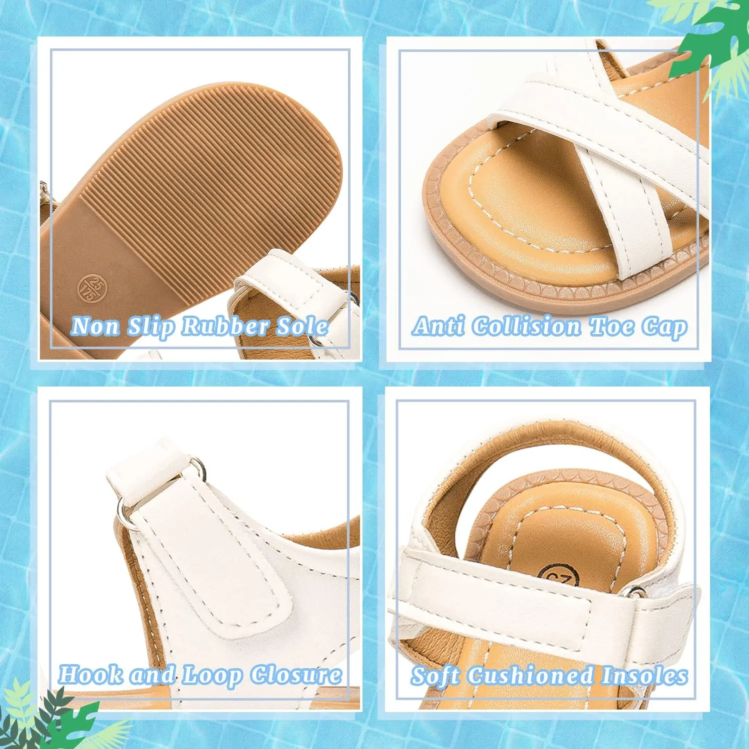 ohsofy Girls Sandals Closed Toe Flower Summer Outdoor Beach Dress Shoes (Toddler/Little Kid)