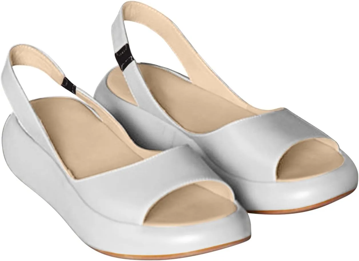 oiangi Summer Platform Sandals for Women Fashion Fish Mouth Open Toe Slip on Flats Slipper Solid Comfortable Casual Outdoor Ladies Shoes Sandalias