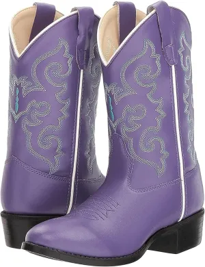 Old WEST Girl's Toddler/Little Kid Pearlized Faux Leather Round Toe Cowboy Boots