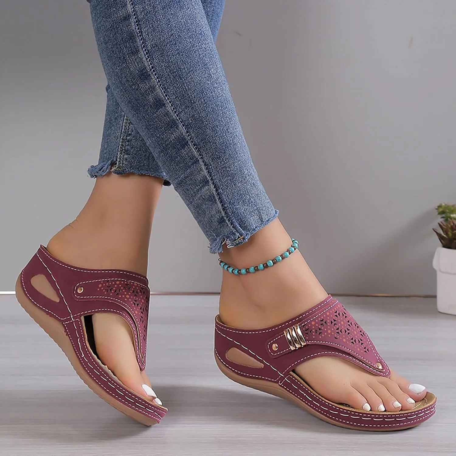 Orthopedic Sandals for Women Arch Support Wedge Flip Flops Summer 2025 Comfortable Dressy Casual Beach Slippers