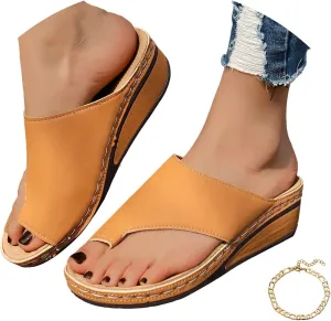 Orthopedic Sandals for Women Comfortable Arch Support Slides Women's Solid Color Sandals Breathable Summer Shoes