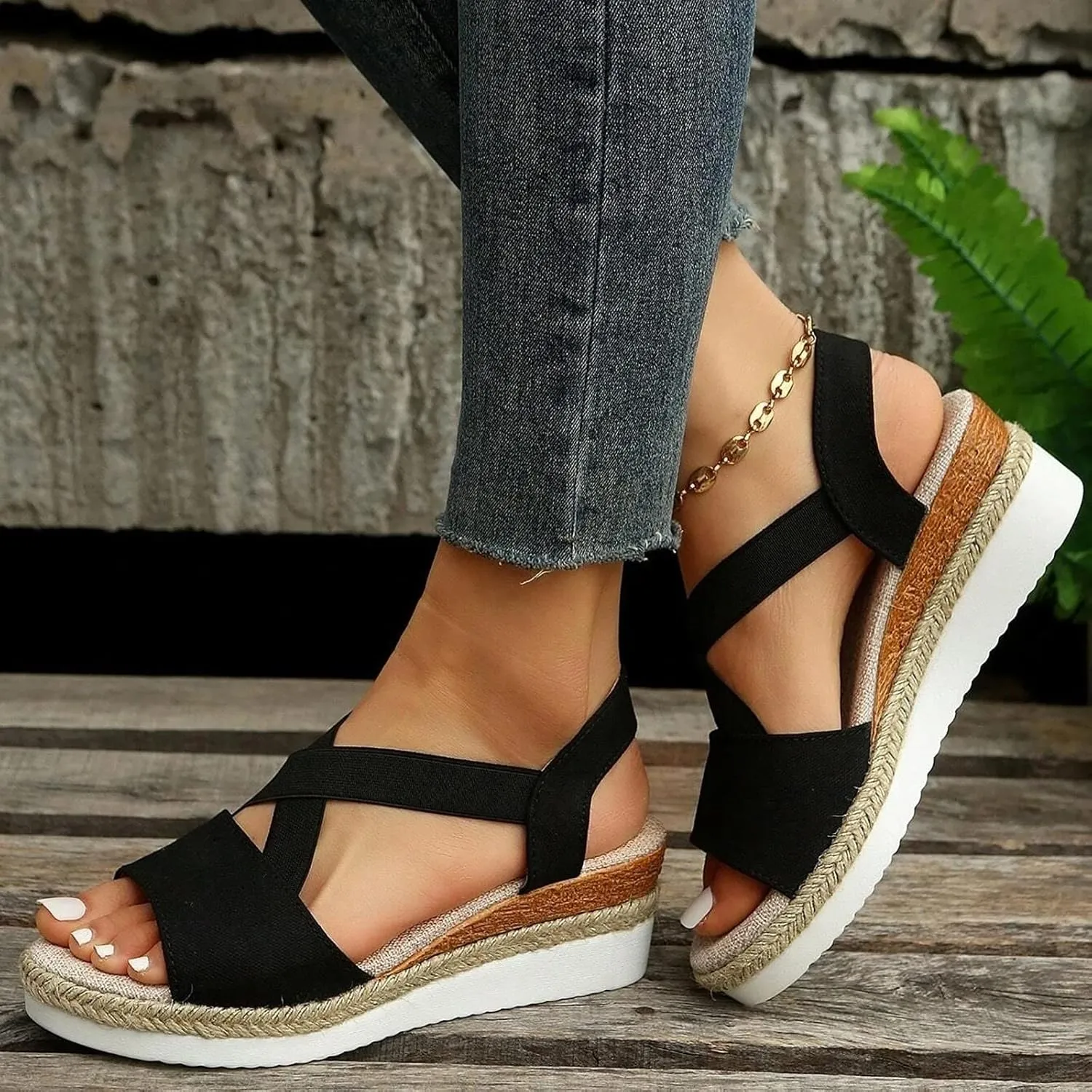 Orthopedic Sandals for Women,Women Walking Slippers with Arch Support Wedge Sandals Summer Dressy Open Toe Ankle Strap Platform Beach Casual Slip on Sandals Beach Dress Comfortable Shoes