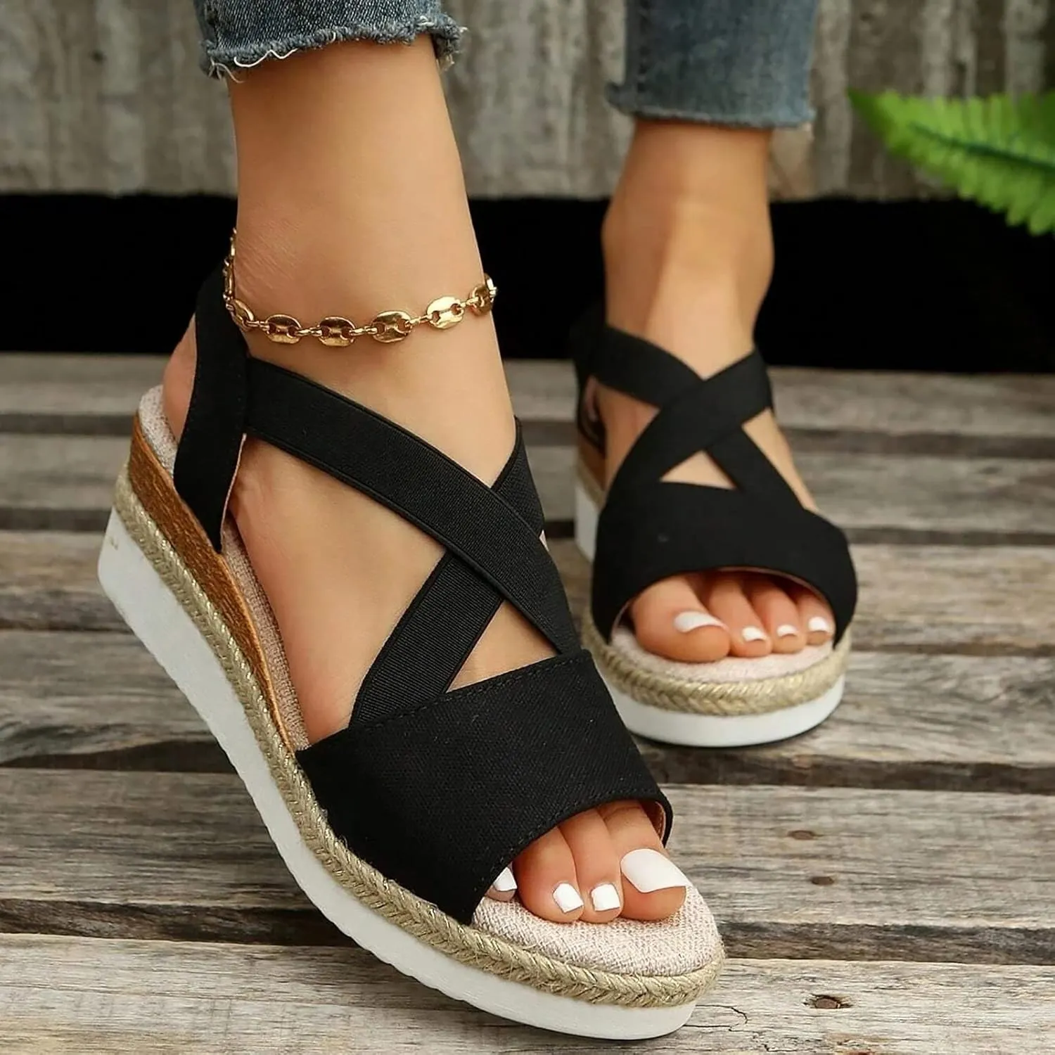 Orthopedic Sandals for Women,Women Walking Slippers with Arch Support Wedge Sandals Summer Dressy Open Toe Ankle Strap Platform Beach Casual Slip on Sandals Beach Dress Comfortable Shoes