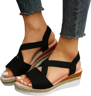 Orthopedic Sandals for Women,Women Walking Slippers with Arch Support Wedge Sandals Summer Dressy Open Toe Ankle Strap Platform Beach Casual Slip on Sandals Beach Dress Comfortable Shoes
