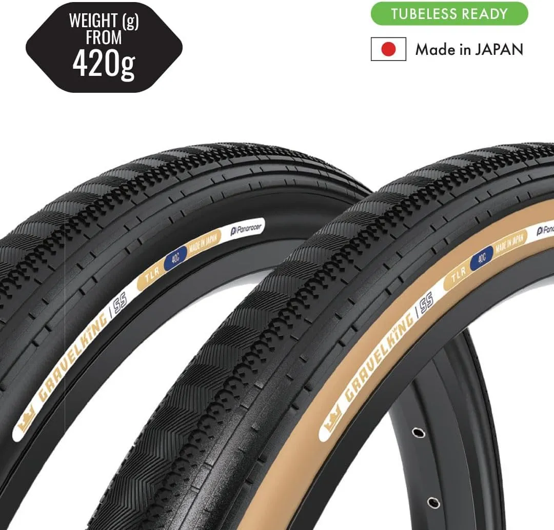 Panaracer Gravelking SS TLR Tubeless Ready Folding Tyre - ZSG Gravel Compound -Puncture Resistant - Beadlock Technology - 120Tpi TuffTex Casing - Gravel Cycling Tyre