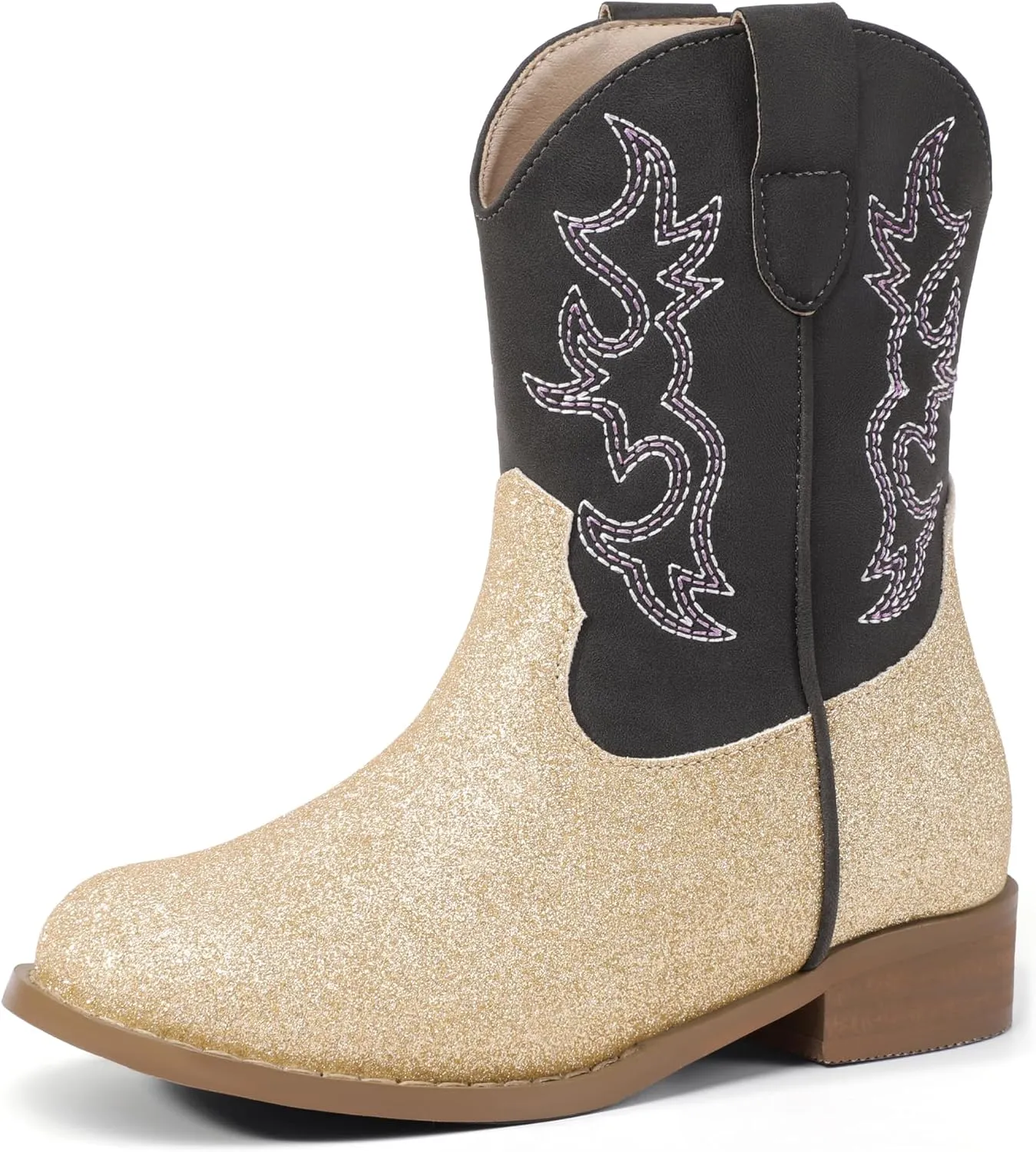 PANDANINJIA Girls Toddler Cowgirl Boots Riding Round Toe Western Blue Calf High 12 Months