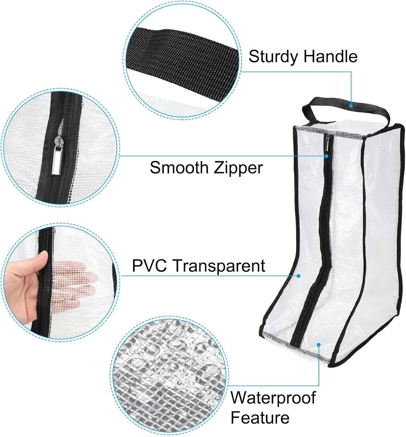PATIKIL Boots Storage Bags, 2 Pack Waterproof Tall/Short Boot Carry Bag Boots Organizer Protector Bag for Travel, Black