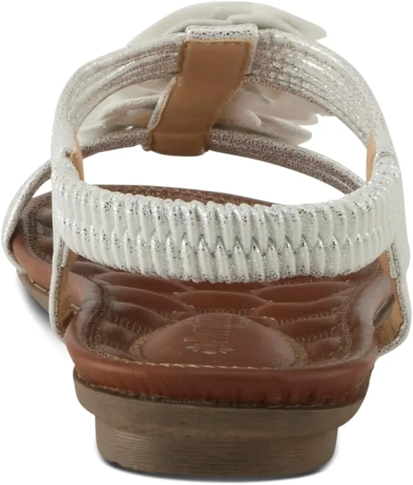 PATRIZIA Spring Step Nectarine Sandals for Womens - Ladies Sandals with Chic Flower Grabbing t-Straps - Casuals Womens Sandals with Stretch Back Strap