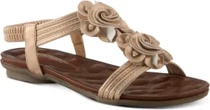 PATRIZIA Spring Step Nectarine Sandals for Womens - Ladies Sandals with Chic Flower Grabbing t-Straps - Casuals Womens Sandals with Stretch Back Strap