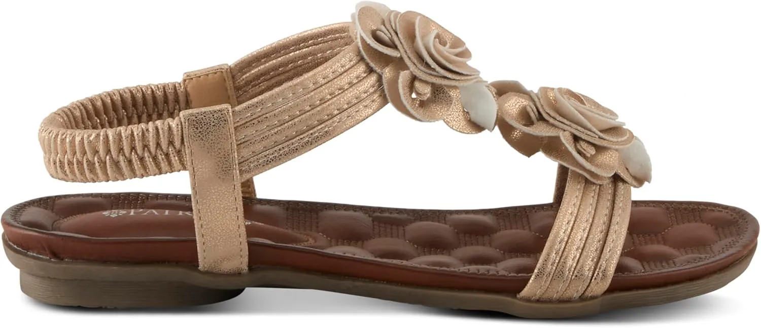 PATRIZIA Spring Step Nectarine Sandals for Womens - Ladies Sandals with Chic Flower Grabbing t-Straps - Casuals Womens Sandals with Stretch Back Strap