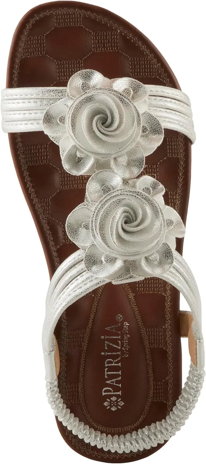 PATRIZIA Spring Step Nectarine Sandals for Womens - Ladies Sandals with Chic Flower Grabbing t-Straps - Casuals Womens Sandals with Stretch Back Strap