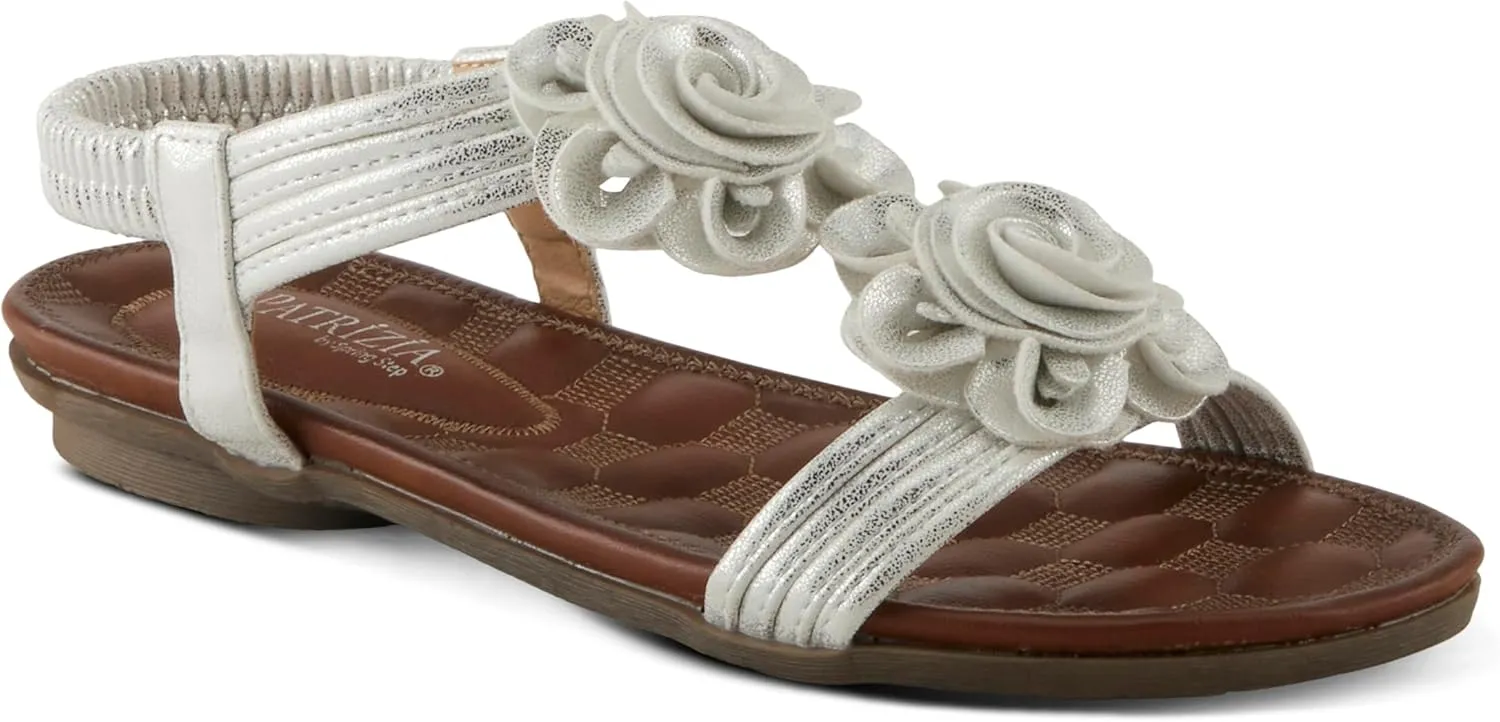 PATRIZIA Spring Step Nectarine Sandals for Womens - Ladies Sandals with Chic Flower Grabbing t-Straps - Casuals Womens Sandals with Stretch Back Strap