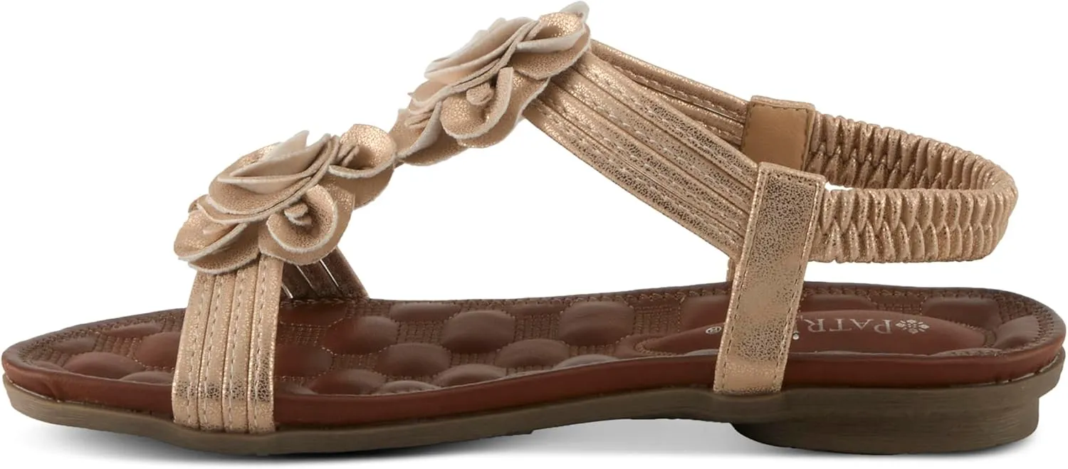 PATRIZIA Spring Step Nectarine Sandals for Womens - Ladies Sandals with Chic Flower Grabbing t-Straps - Casuals Womens Sandals with Stretch Back Strap