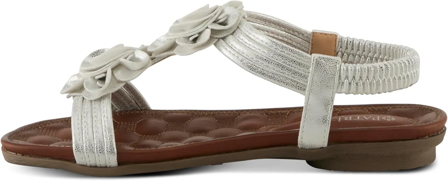 PATRIZIA Spring Step Nectarine Sandals for Womens - Ladies Sandals with Chic Flower Grabbing t-Straps - Casuals Womens Sandals with Stretch Back Strap