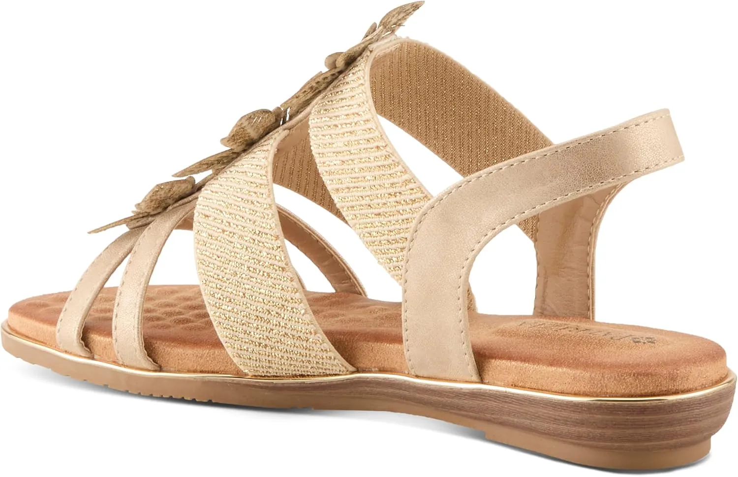 PATRIZIA Women's OMANA Slip-On Gladiator Sandals - Laser-Cut Floral Design, Padded Insole, Metallic Elastic Bands
