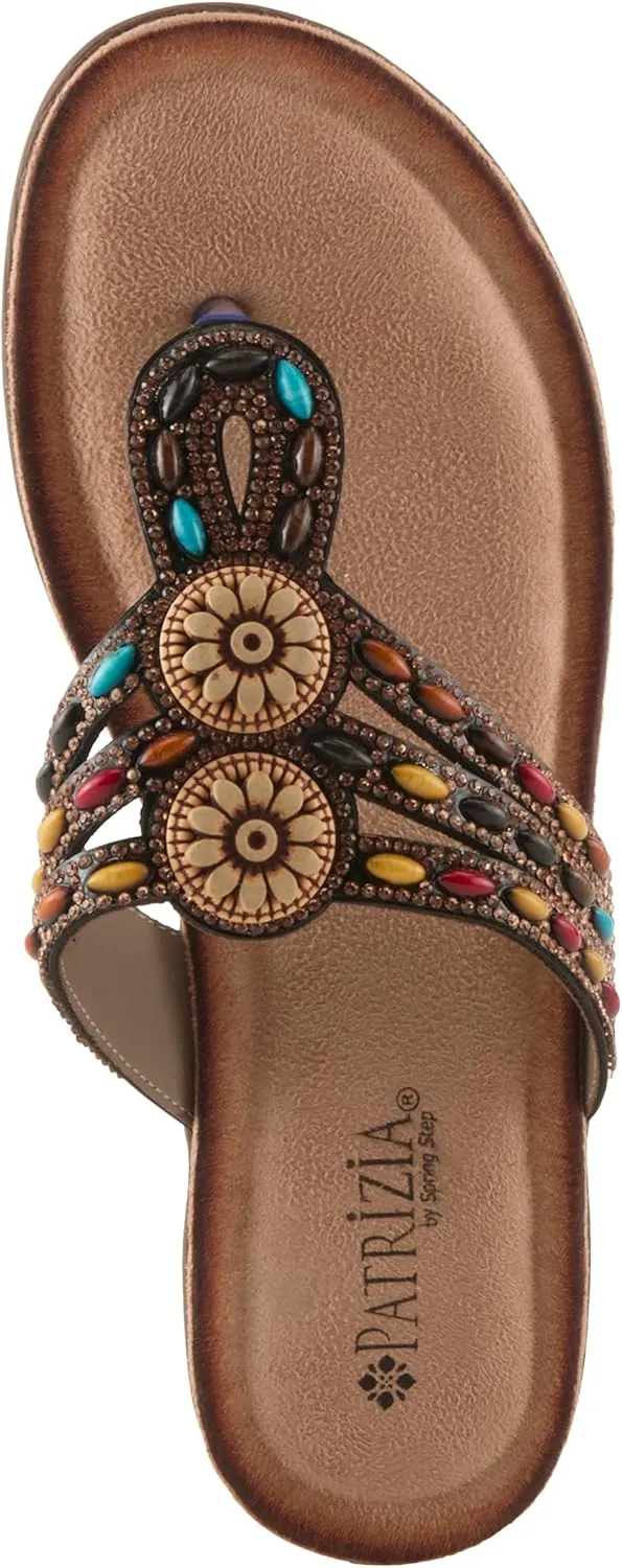 PATRIZIA Women's PINA Slide Sandals - Beaded and Crystal Embellishments, Faux Suede Padded Footbed, Summer-Ready Design