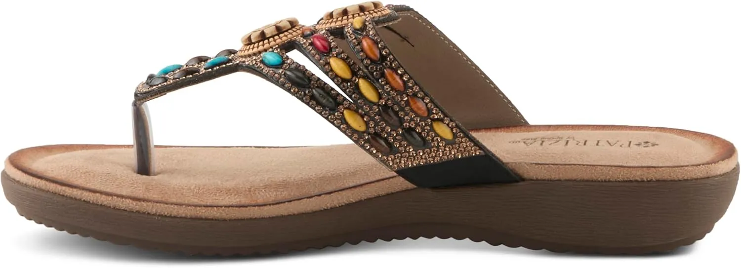 PATRIZIA Women's PINA Slide Sandals - Beaded and Crystal Embellishments, Faux Suede Padded Footbed, Summer-Ready Design