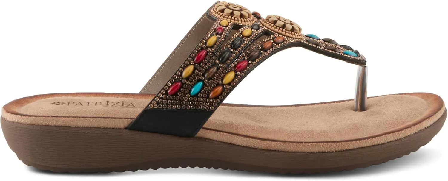 PATRIZIA Women's PINA Slide Sandals - Beaded and Crystal Embellishments, Faux Suede Padded Footbed, Summer-Ready Design