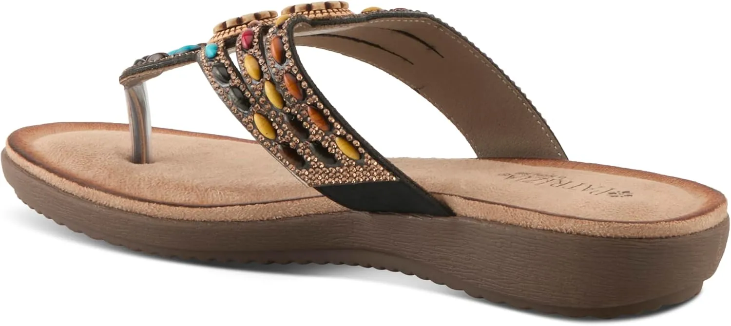 PATRIZIA Women's PINA Slide Sandals - Beaded and Crystal Embellishments, Faux Suede Padded Footbed, Summer-Ready Design