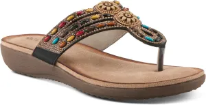 PATRIZIA Women's PINA Slide Sandals - Beaded and Crystal Embellishments, Faux Suede Padded Footbed, Summer-Ready Design