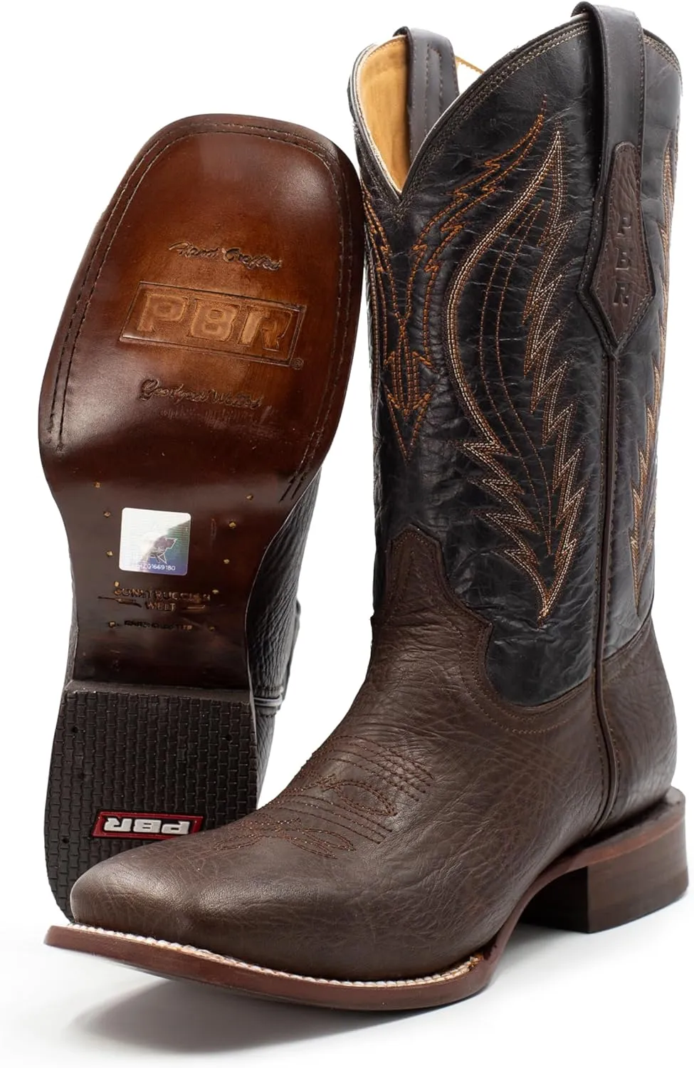 PBR Professional Bull Riders Originals. Men's Cowboy Boots in Genuine Bovine Leather. Rodeo Bulldog Western Boots Style. Pull-on Western Boots for Men.