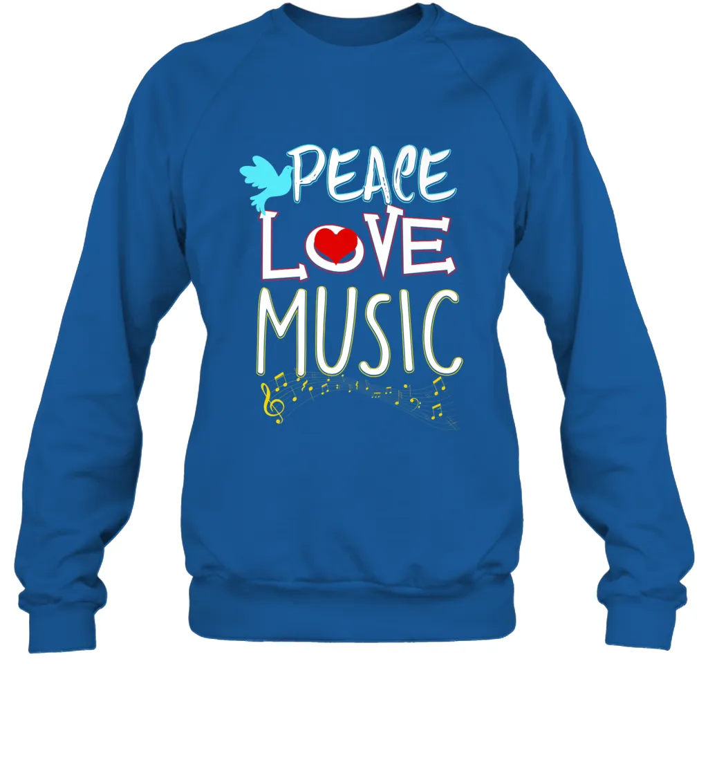 Peace Love Music Hippie Hipster Festival Crewneck Sweatshirt