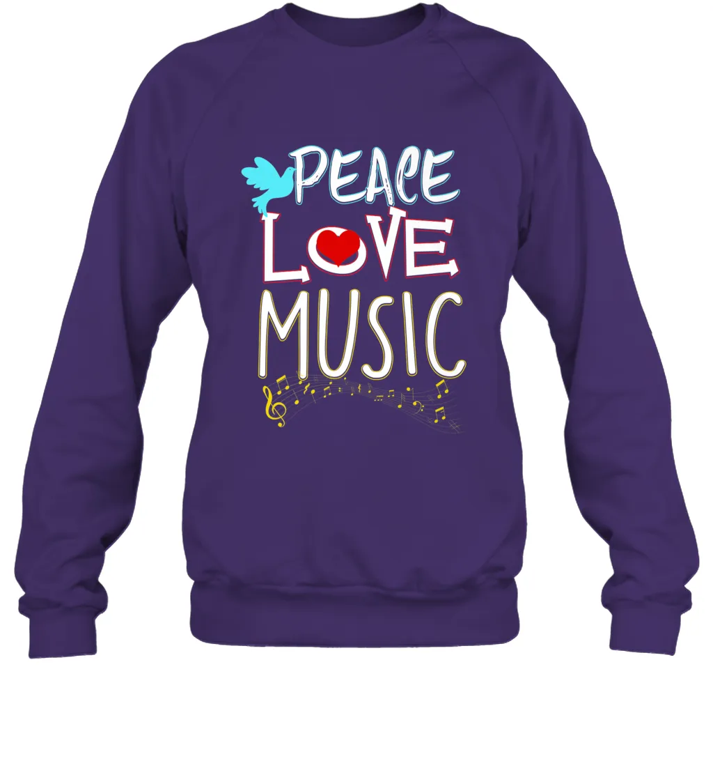 Peace Love Music Hippie Hipster Festival Crewneck Sweatshirt