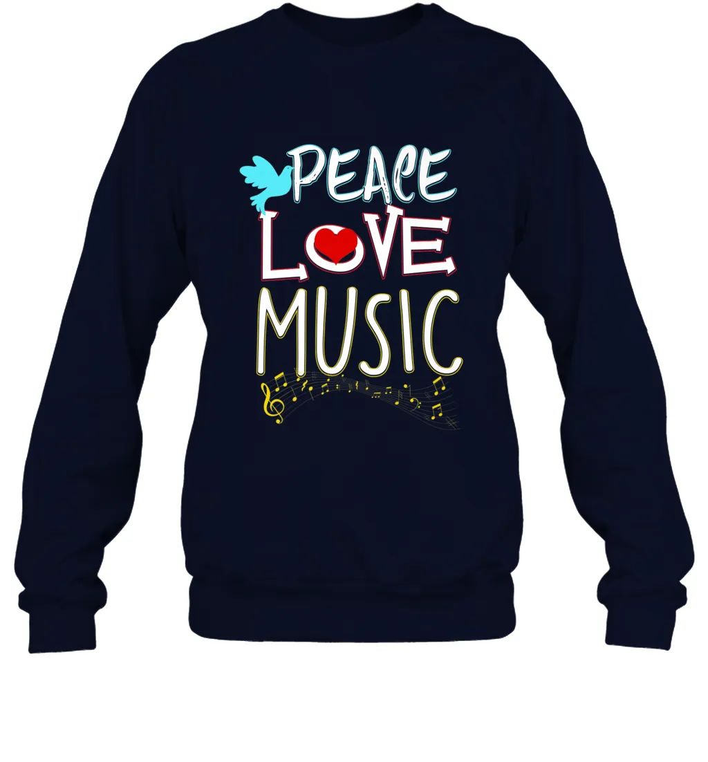 Peace Love Music Hippie Hipster Festival Crewneck Sweatshirt