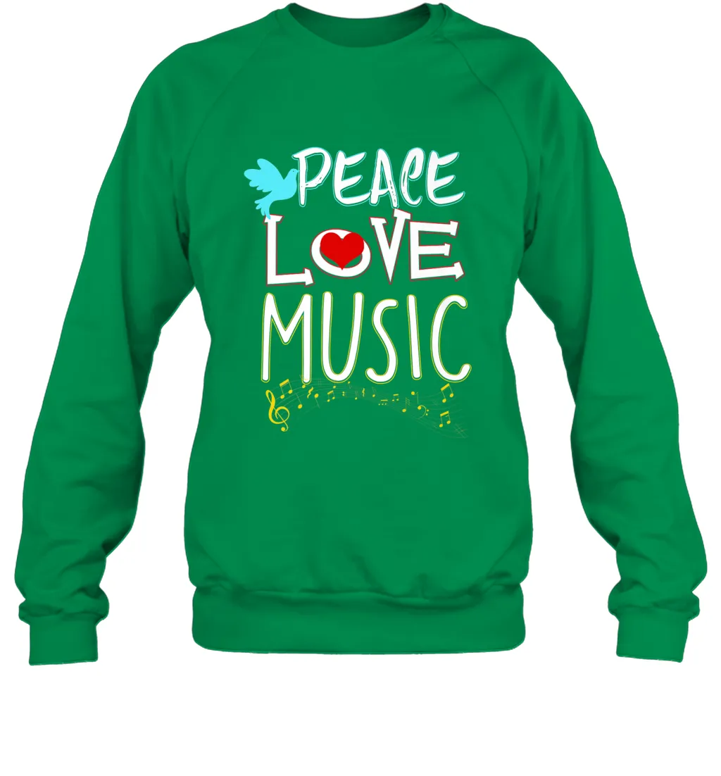 Peace Love Music Hippie Hipster Festival Crewneck Sweatshirt