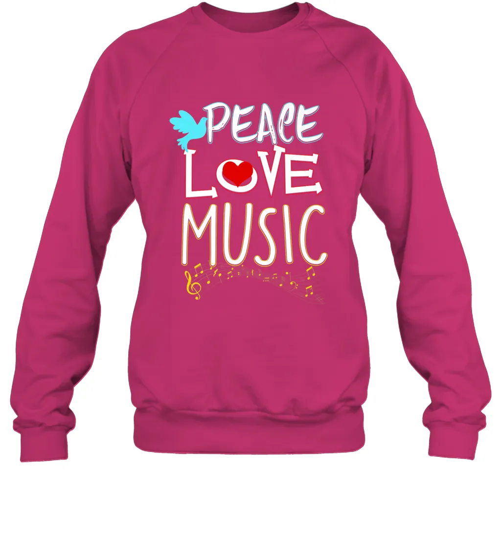 Peace Love Music Hippie Hipster Festival Crewneck Sweatshirt