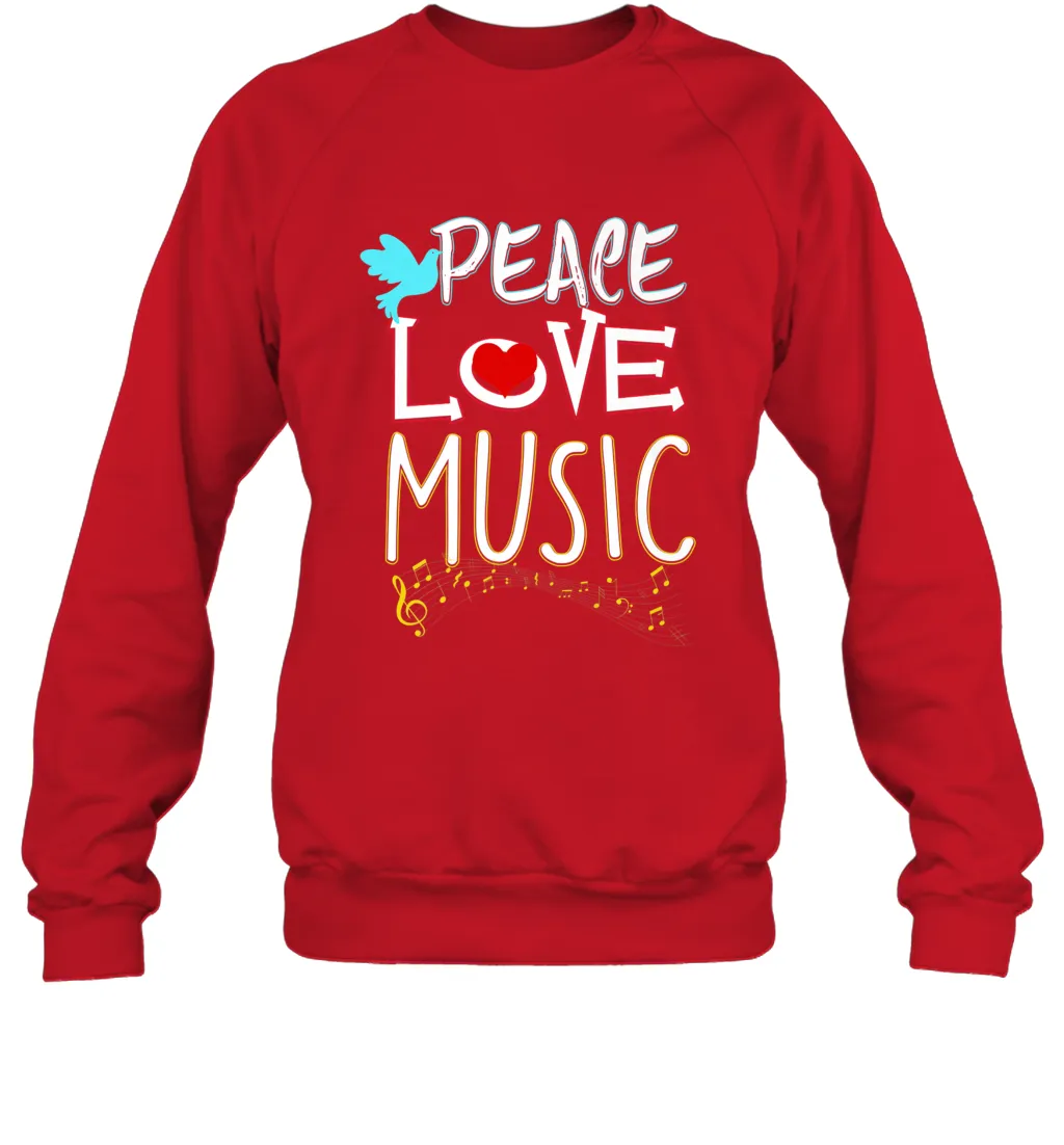 Peace Love Music Hippie Hipster Festival Crewneck Sweatshirt