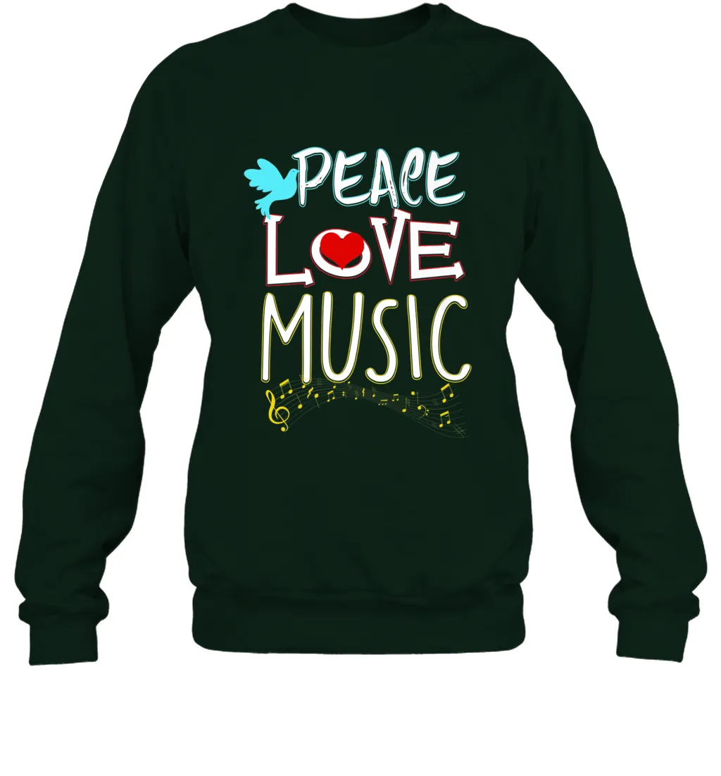Peace Love Music Hippie Hipster Festival Crewneck Sweatshirt