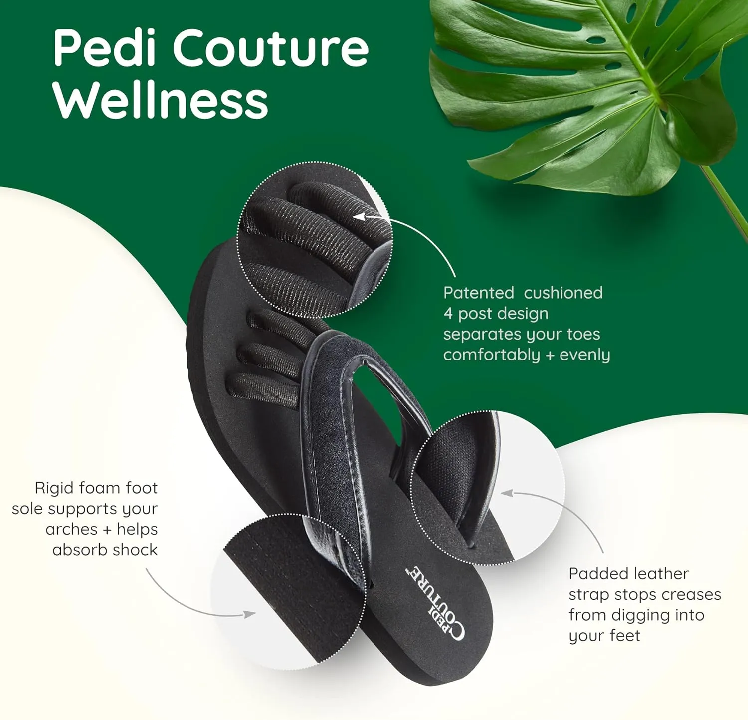 Pedicure Sandals with Built In Toe Separators for Women - Comfortable Spa Style Flip Flops for Home, Salon, Yoga & Gym Use