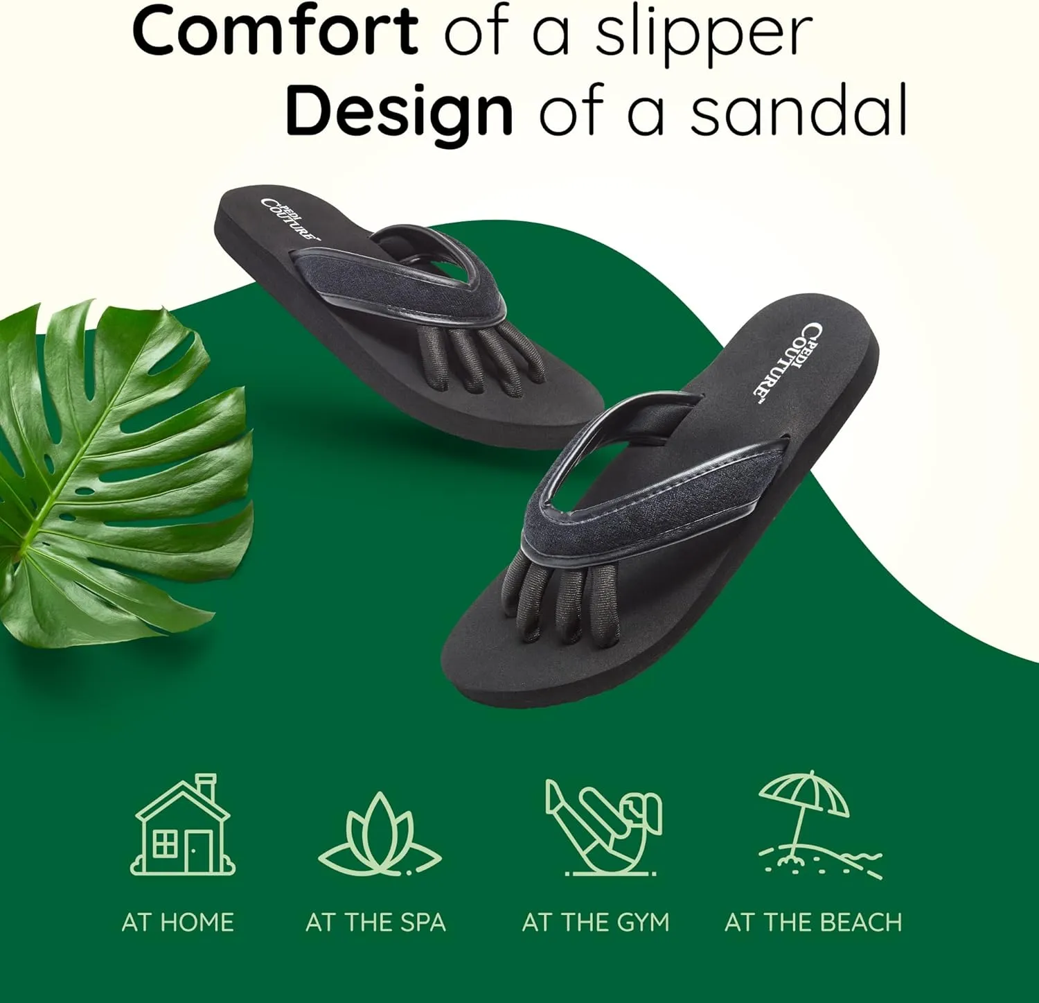 Pedicure Sandals with Built In Toe Separators for Women - Comfortable Spa Style Flip Flops for Home, Salon, Yoga & Gym Use
