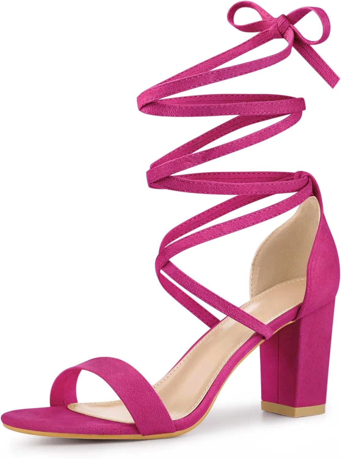 Perphy Open Toe Lace Up Tie up Chunky Heeled Sandals for Women