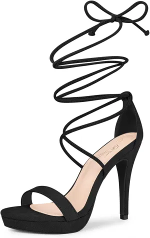 Perphy Platform Stiletto Heels Lace Up Sandals for Women