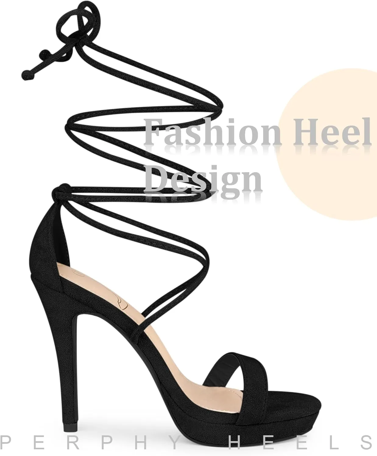 Perphy Platform Stiletto Heels Lace Up Sandals for Women