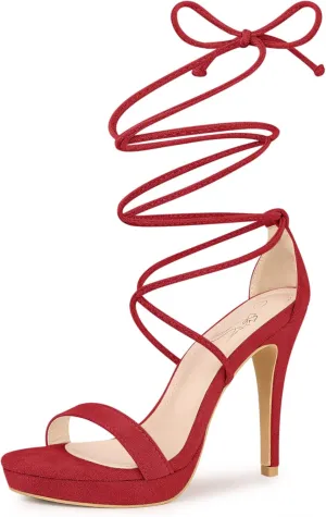 Perphy Platform Stiletto Heels Lace Up Sandals for Women